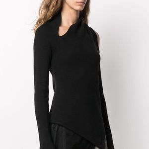 Monse Black Asymmetric Cut-Out Wool Sweater sz S